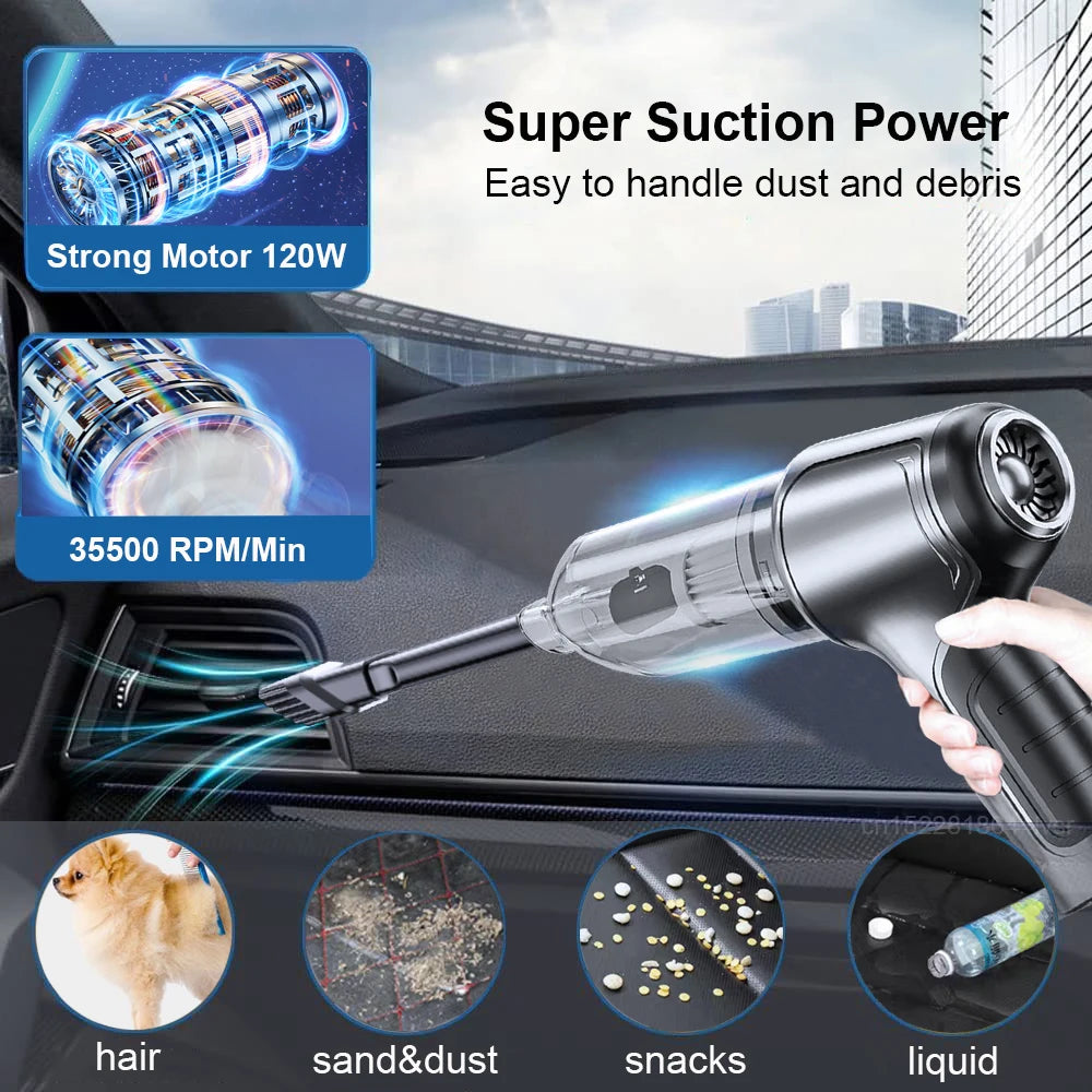 Aspirateur de Voiture Sans Fil — Moteur Puissant Rechargeable
