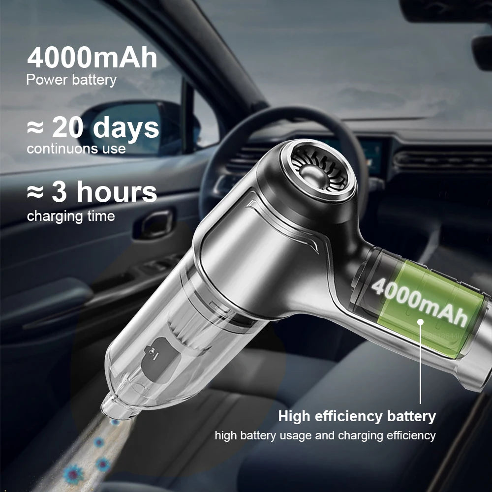 Aspirateur de Voiture Sans Fil — Moteur Puissant Rechargeable