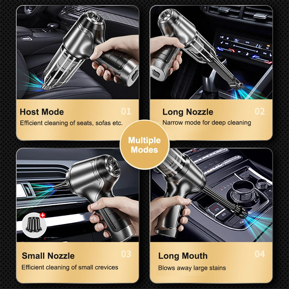 Aspirateur de Voiture Sans Fil — Moteur Puissant Rechargeable