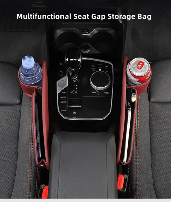 Organisateur de Siège Auto — Rangement Cuir avec Porte-Gobelet