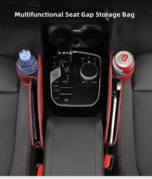 Organisateur de Siège Auto — Rangement Cuir avec Porte-Gobelet
