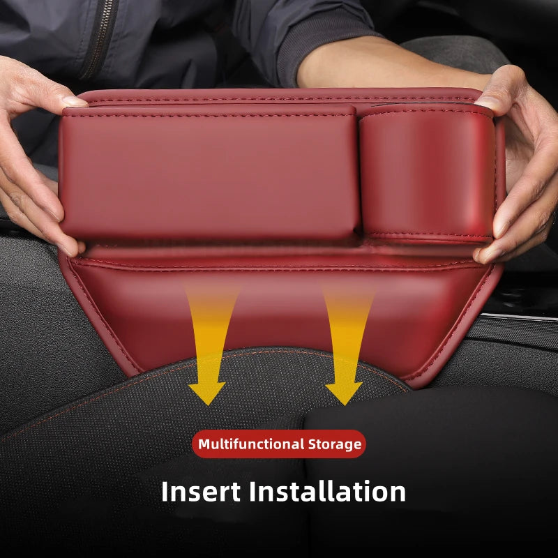Organisateur de Siège Auto — Rangement Cuir avec Porte-Gobelet