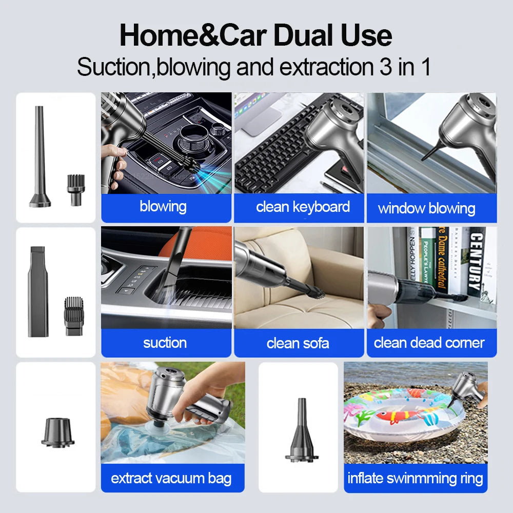 Aspirateur de Voiture Sans Fil — Moteur Puissant Rechargeable