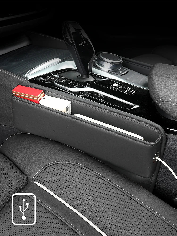 Organisateur de Siège Auto — Rangement Cuir avec Porte-Gobelet