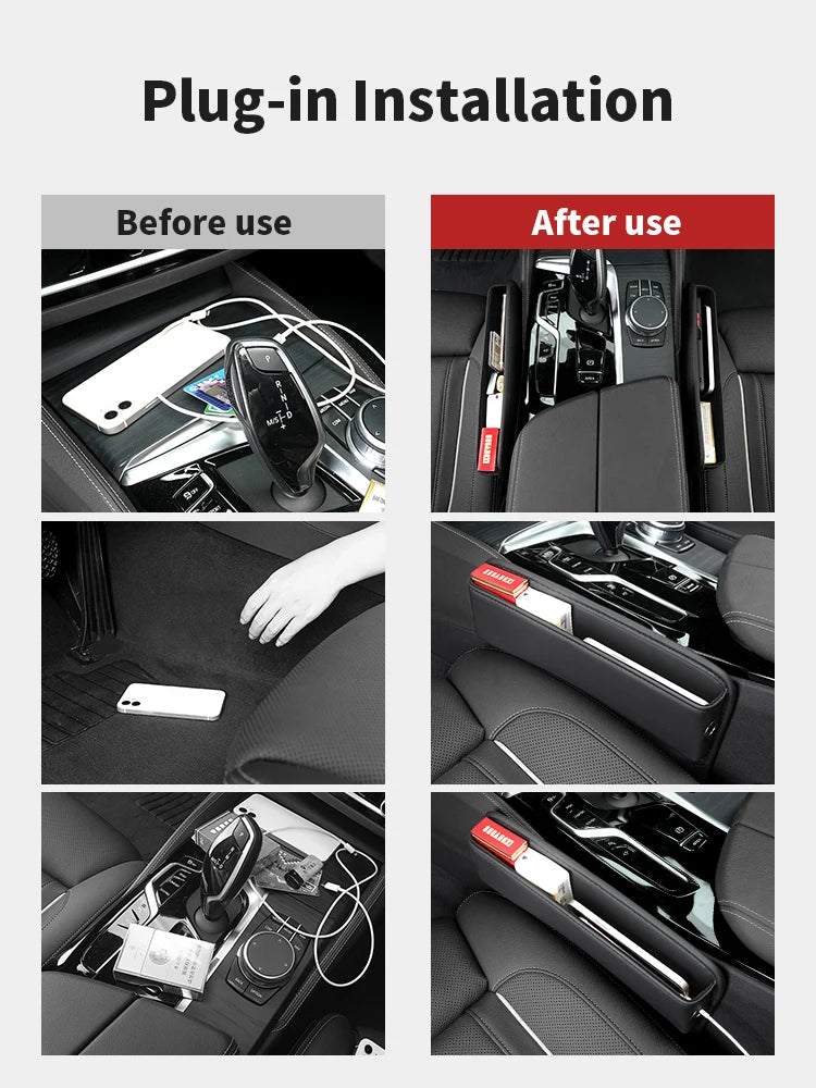 Organisateur de Siège Auto — Rangement Cuir avec Porte-Gobelet