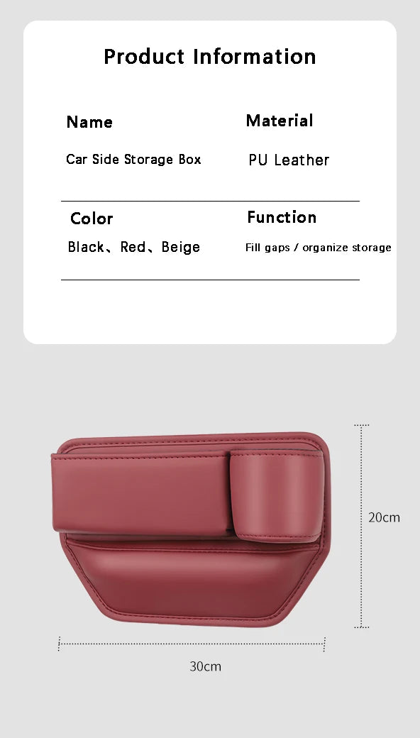 Organisateur de Siège Auto — Rangement Cuir avec Porte-Gobelet